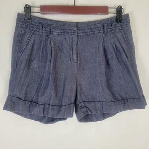 Express‎ Design Studio Shorts Womens 4 Blue Cotton Linen Blend Mid Rise